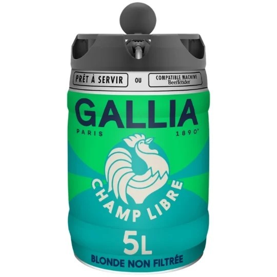 Gallia-Paris Blond Ongefilterd Bier 175 ml. Druk 5L Wegwerp Partyvat