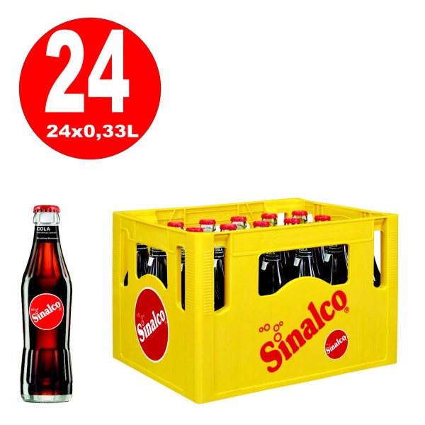 24 x Sinalco Cola 0,33 L originele krat glazen fles statiegeld