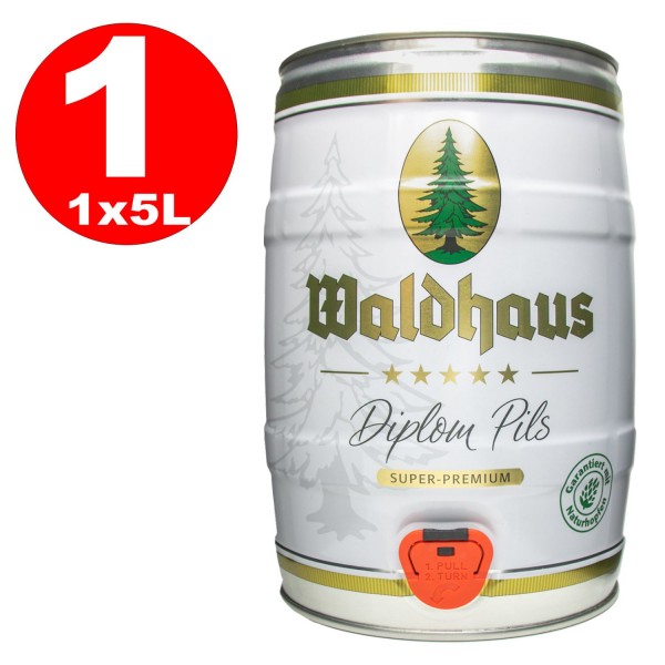 Waldhaus diplom pils 5 Liter 4,9% vol. Partyfass REDUZIERT MHD:MHD:30.11.2025