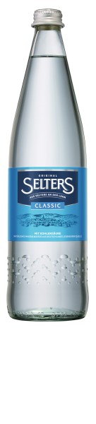 12 x Selters Original Classic 0,75 l glazen flessen in een herbruikbare statiegelddoos