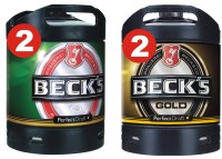 2 x Becks Pils + 2 x Becks Gold Perfect Draft 6 Liter Fass 4,9 % vol. MEHRWEG 2 x Becks Pils + 2 x Becks Gold Perfect Draft 6 Liter Fass 4,9 % vol. MEHRWEG